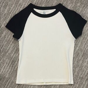 Brandy Melville Black and White Cotton Top